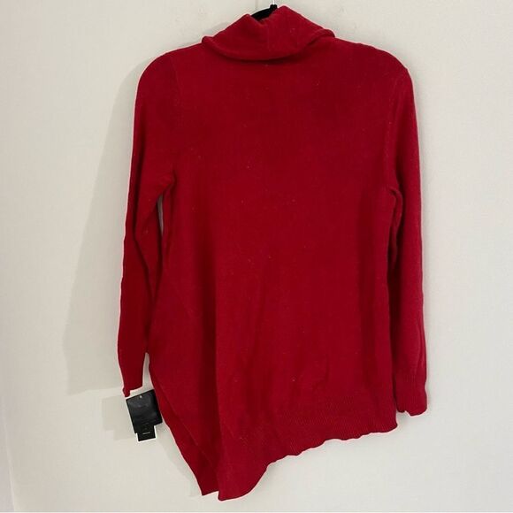 Alfani Womens Metallic Asymmetric Pullover Sweater Red PM - Picture 3 of 3